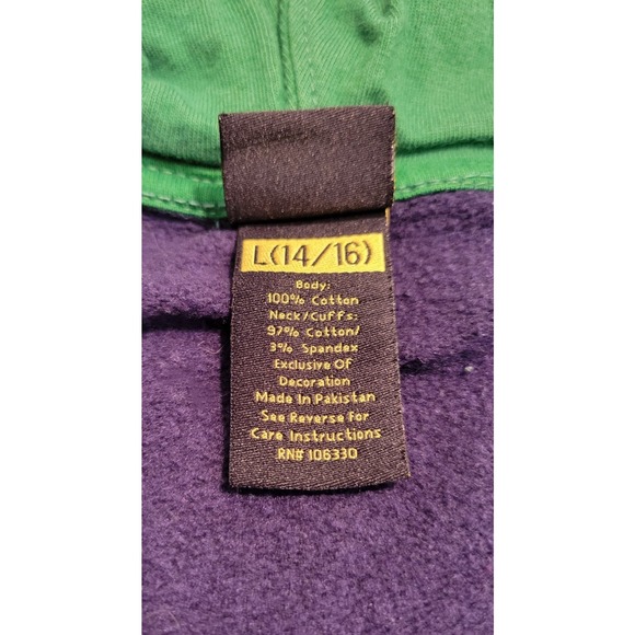 John Deere Hooded Sweatshirt Full Zip Blue/Green Size L 14/16 - Picture 3 of 5